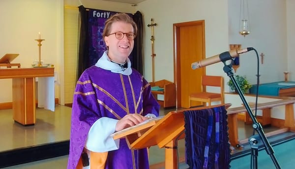 Revd Andrew Bennison giving his final sermon at the Church of the Good Shepherd